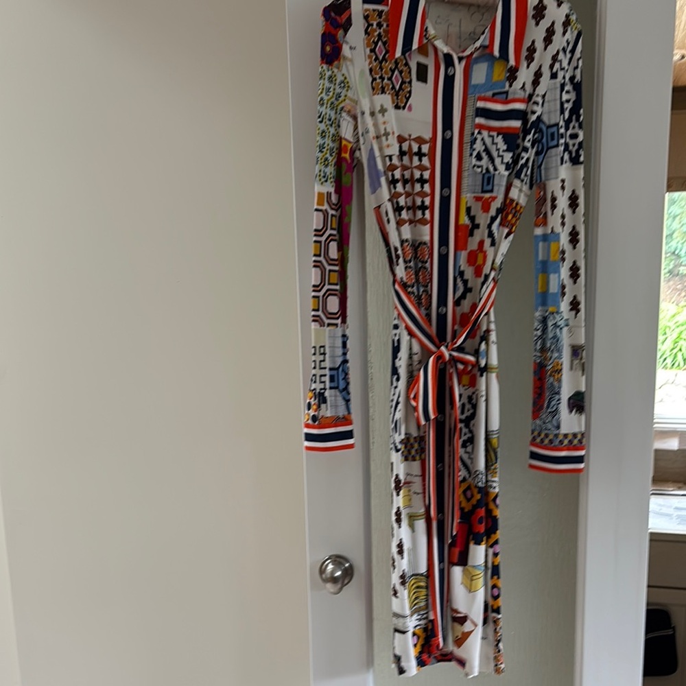 Tory Burch Blue and White Patterned Dress